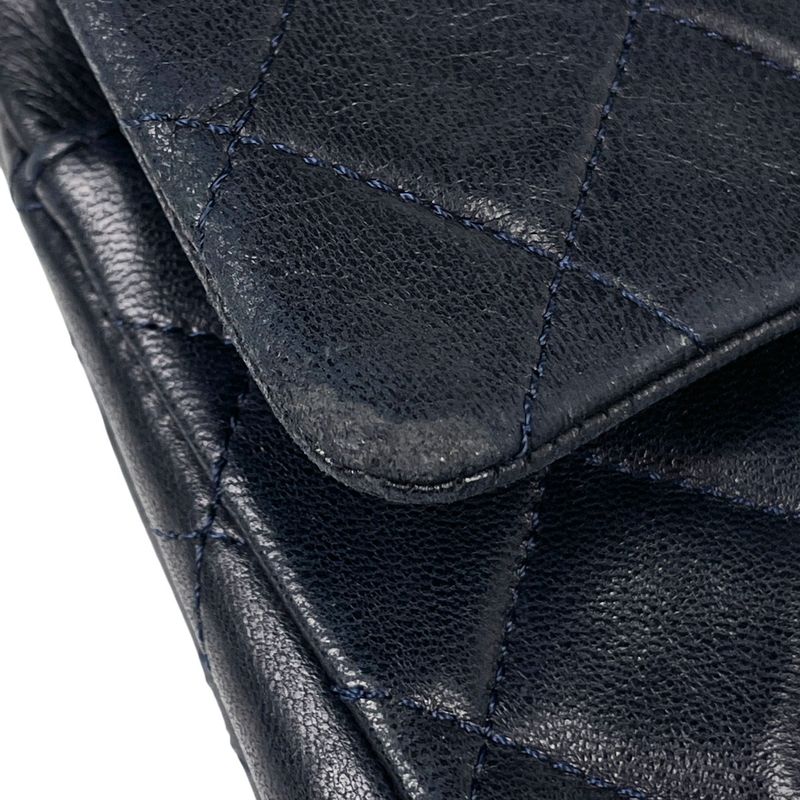 Chanel Matelasse W Flap Chain Shoulder Bag Coco Mark Shoulder Bag Leather Navy