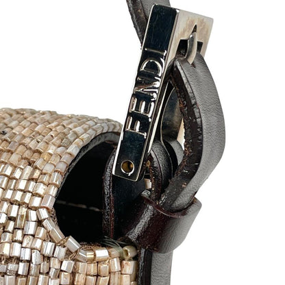 Fendi Zucca Logo Mamma Baguette Handbag One Shoulder Beaded Shoulder Bag
