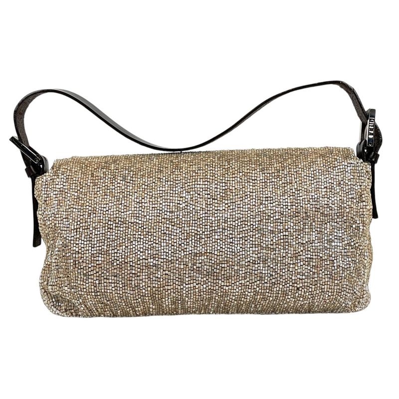 Fendi Zucca Logo Mamma Baguette Handbag One Shoulder Beaded Shoulder Bag