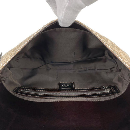 Fendi Zucca Logo Mamma Baguette Handbag One Shoulder Beaded Shoulder Bag