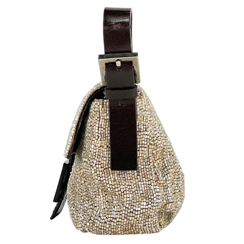 Fendi Zucca Logo Mamma Baguette Handbag One Shoulder Beaded Shoulder Bag