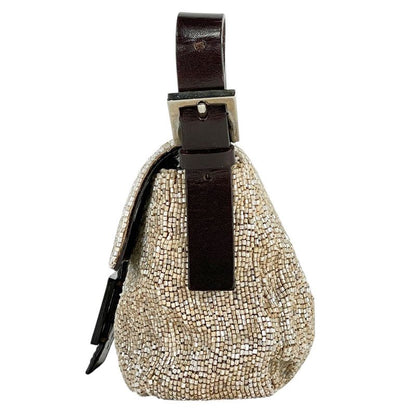 Fendi Zucca Logo Mamma Baguette Handbag One Shoulder Beaded Shoulder Bag