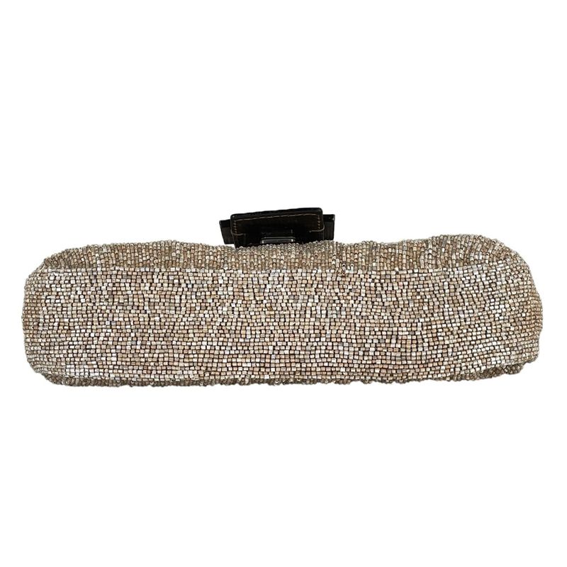 Fendi Zucca Logo Mamma Baguette Handbag One Shoulder Beaded Shoulder Bag
