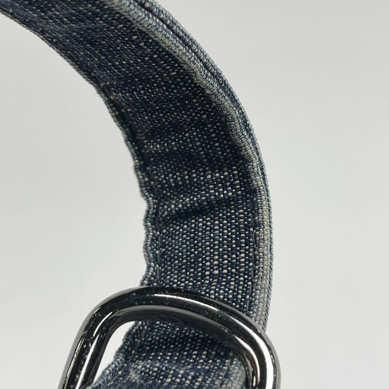 Chanel Logo Handbag Drawstring Shape Handbag Denim Blue Red Women's