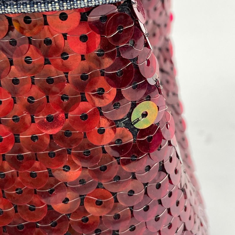 Chanel Logo Handbag Drawstring Shape Handbag Denim Blue Red Women's