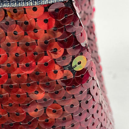 Chanel Logo Handbag Drawstring Shape Handbag Denim Blue Red Women's