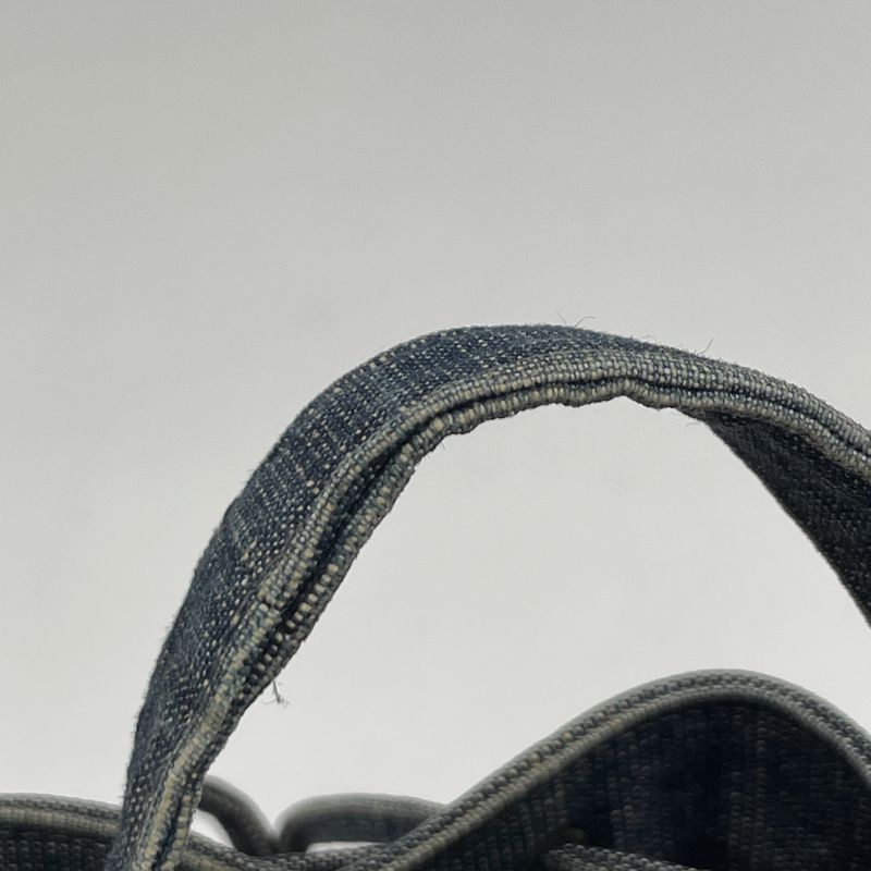 Chanel Logo Handbag Drawstring Shape Handbag Denim Blue Red Women's