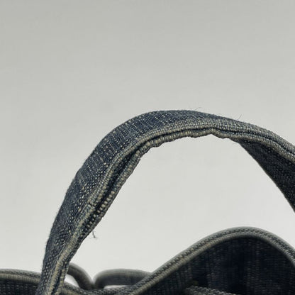 Chanel Logo Handbag Drawstring Shape Handbag Denim Blue Red Women's