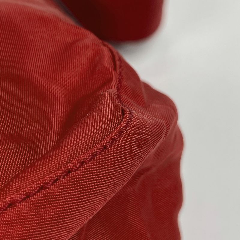 Prada Logo Plate Shoulder Bag Messenger Bag Shoulder Bag Nylon Red B6671 Women