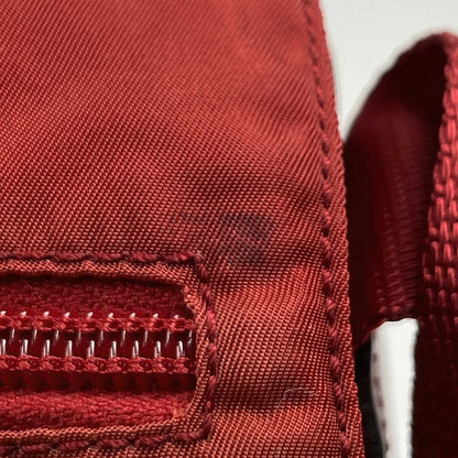 Prada Logo Plate Shoulder Bag Messenger Bag Shoulder Bag Nylon Red B6671 Women