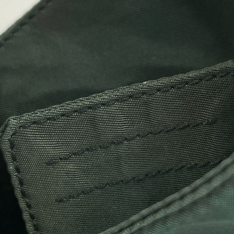 Prada Logo Plate Handbag Nylon Green Women