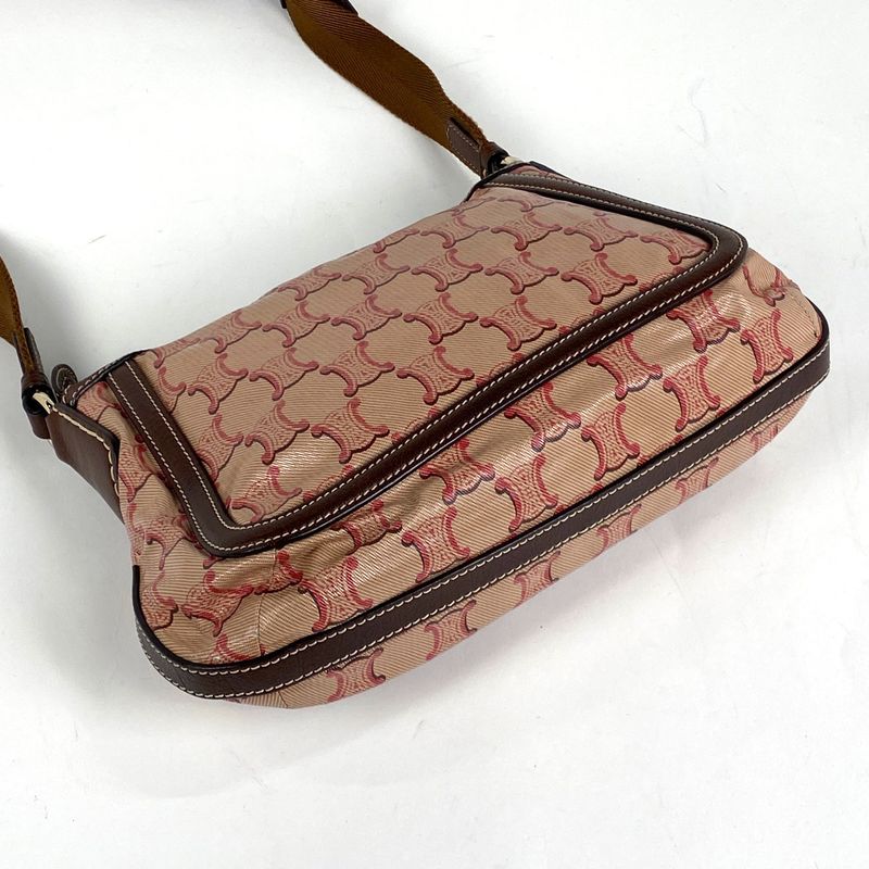 Celine Triomphe Shoulder Bag Crossbody Logo Shoulder Bag Coated Canvas Brown