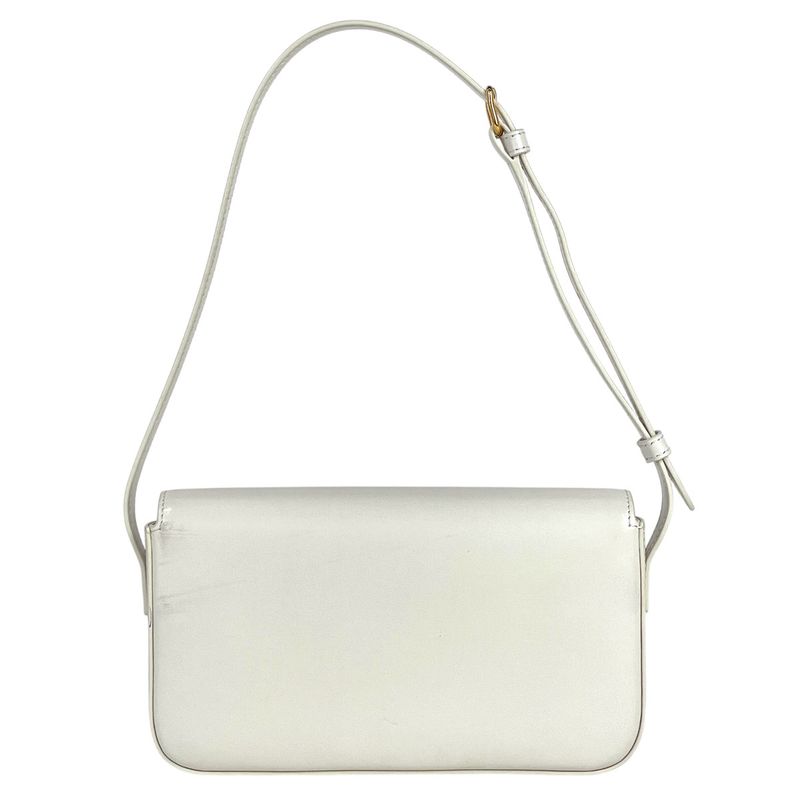 Celine Triomphe Shoulder Bag Shoulder Handbag Shoulder Bag Leather White Women