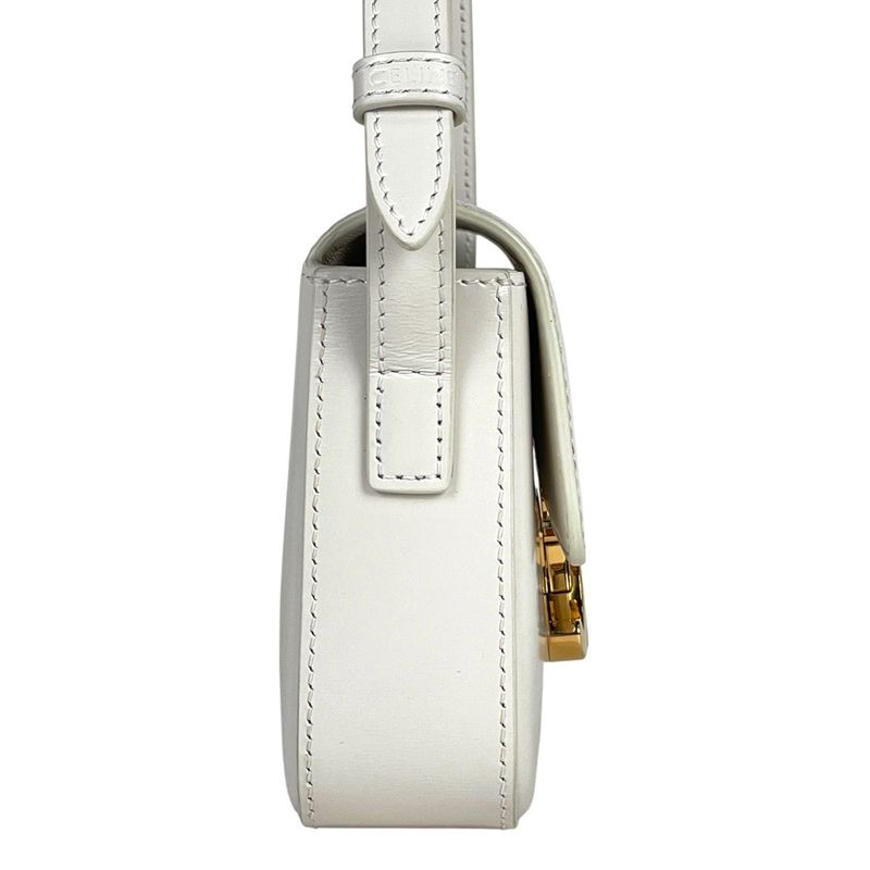 Celine Triomphe Shoulder Bag Shoulder Handbag Shoulder Bag Leather White Women