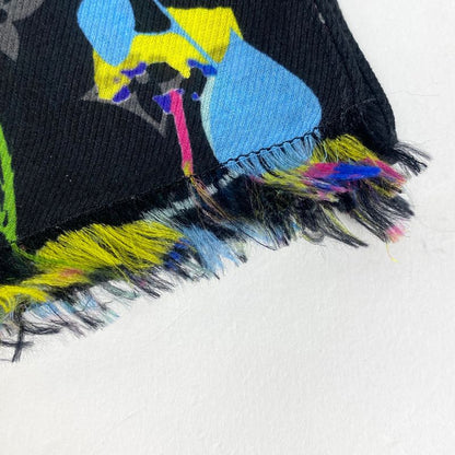 Louis Vuitton Etoile Monogram Eclipse Foliage Flower Shawl Cotton Silk Black