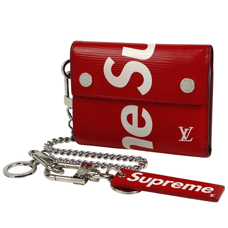 Louis Vuitton CHCP Wallet Supreme Chain Trifold Wallet Epi Red M67755 Men's