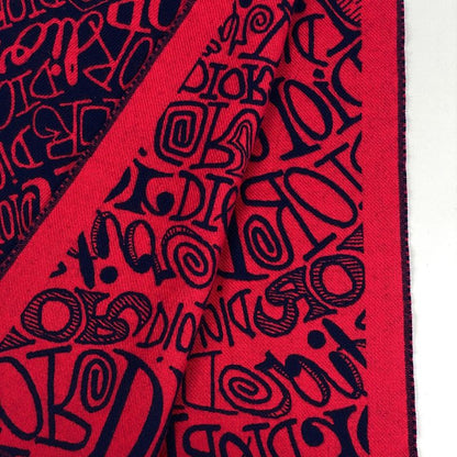 Christian DIOR Logo Shawl Sean Stussy Capsule Collection Shawl Wool Navy Red