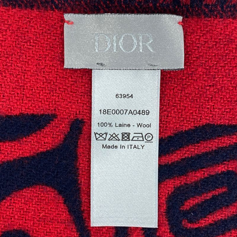 Christian DIOR Logo Shawl Sean Stussy Capsule Collection Shawl Wool Navy Red