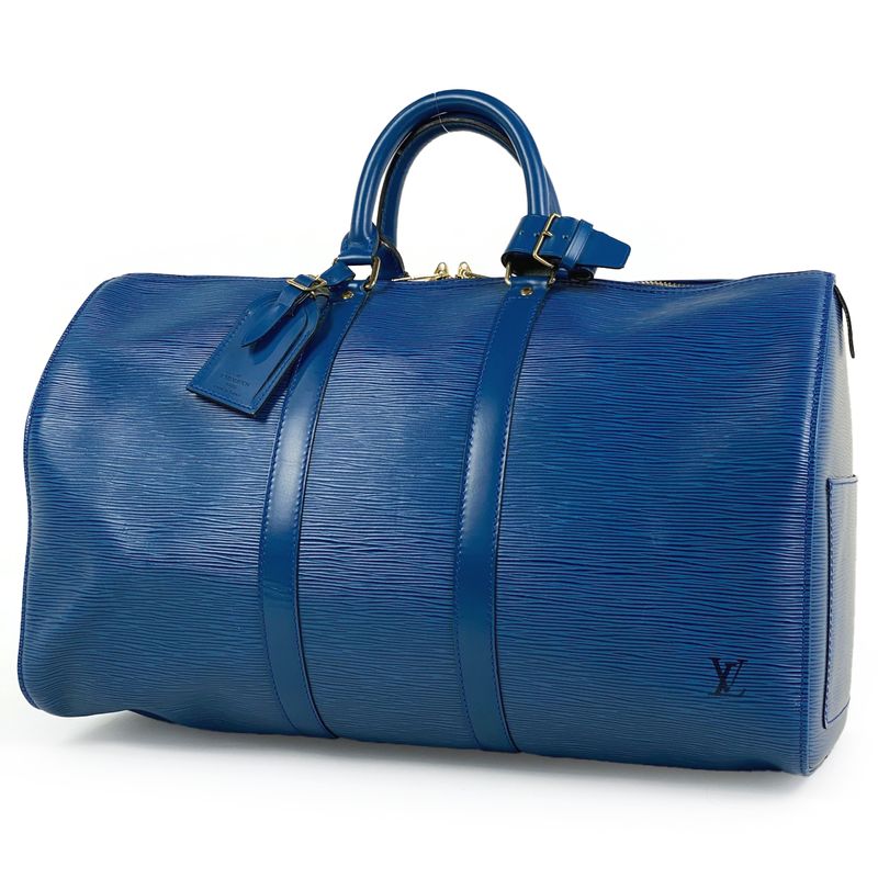 Louis Vuitton Keepall 45 Handbag Travel Boston Bag Epi Toledo Blue M42975 Women