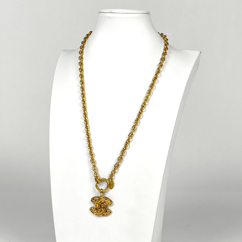 Chanel Coco Mark Chain Necklace GP Gold Ladies