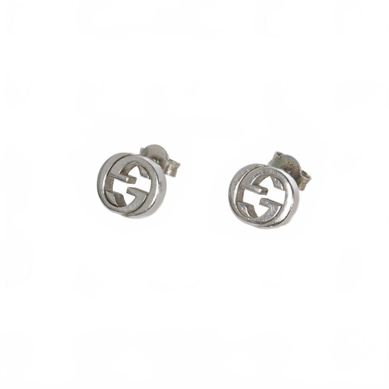 Gucci Interlocking G Stud Earrings In 925 Silver