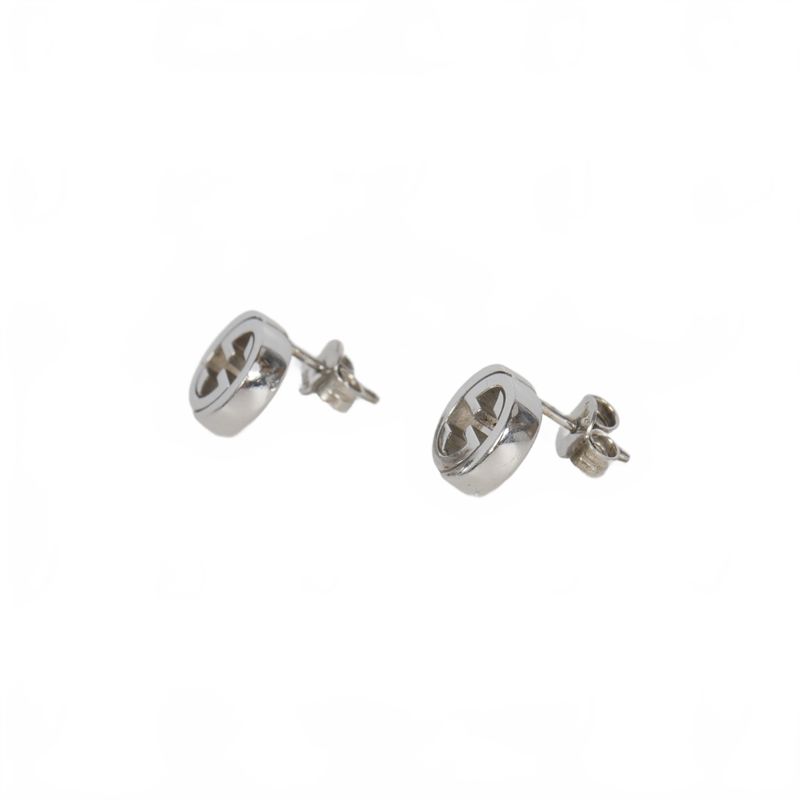Gucci Interlocking G Stud Earrings In 925 Silver