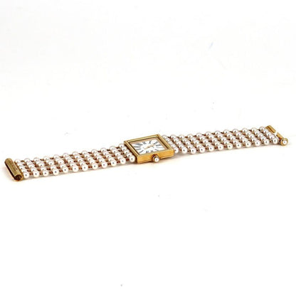 Chanel Mademoiselle YG Pearl Bracelet Size M H0007 YG Quartz