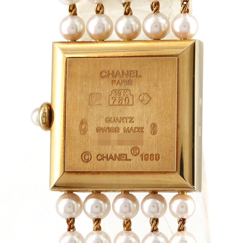 Chanel Mademoiselle YG Pearl Bracelet Size M H0007 YG Quartz