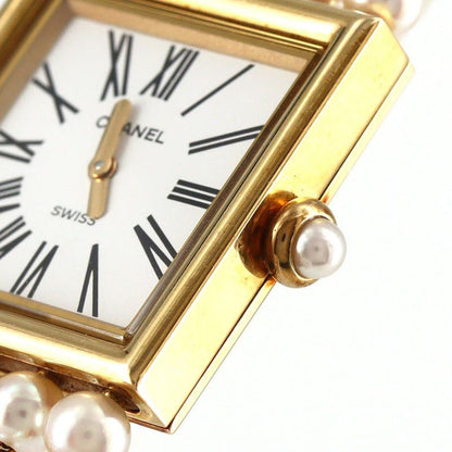 Chanel Mademoiselle YG Pearl Bracelet Size M H0007 YG Quartz