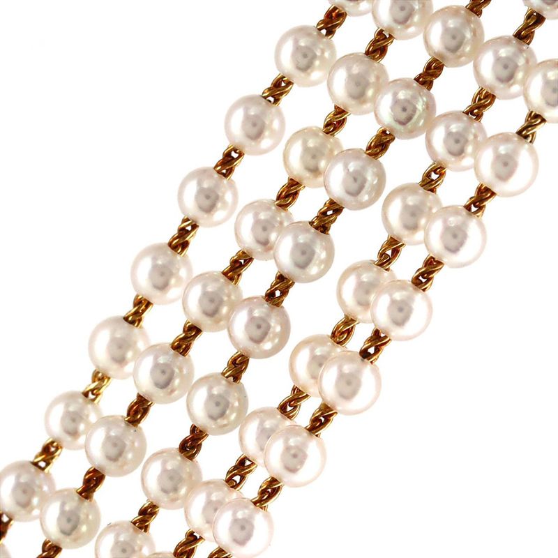 Chanel Mademoiselle YG Pearl Bracelet Size M H0007 YG Quartz