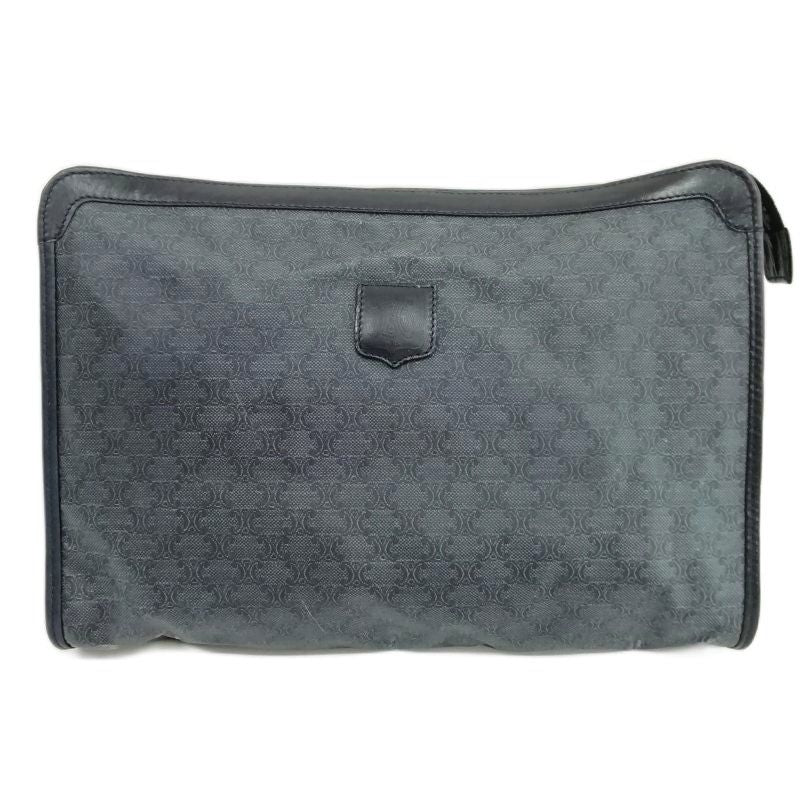 Celine Vintage Macadam Pattern Clutch Bag Second Bag PVC Navy