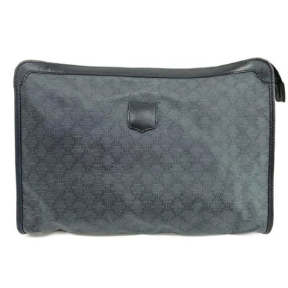 Celine Vintage Macadam Pattern Clutch Bag Second Bag PVC Navy