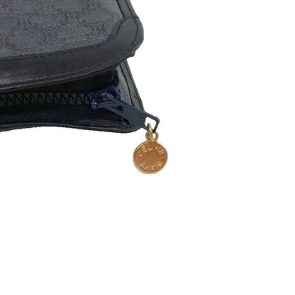 Celine Vintage Macadam Pattern Clutch Bag Second Bag PVC Navy