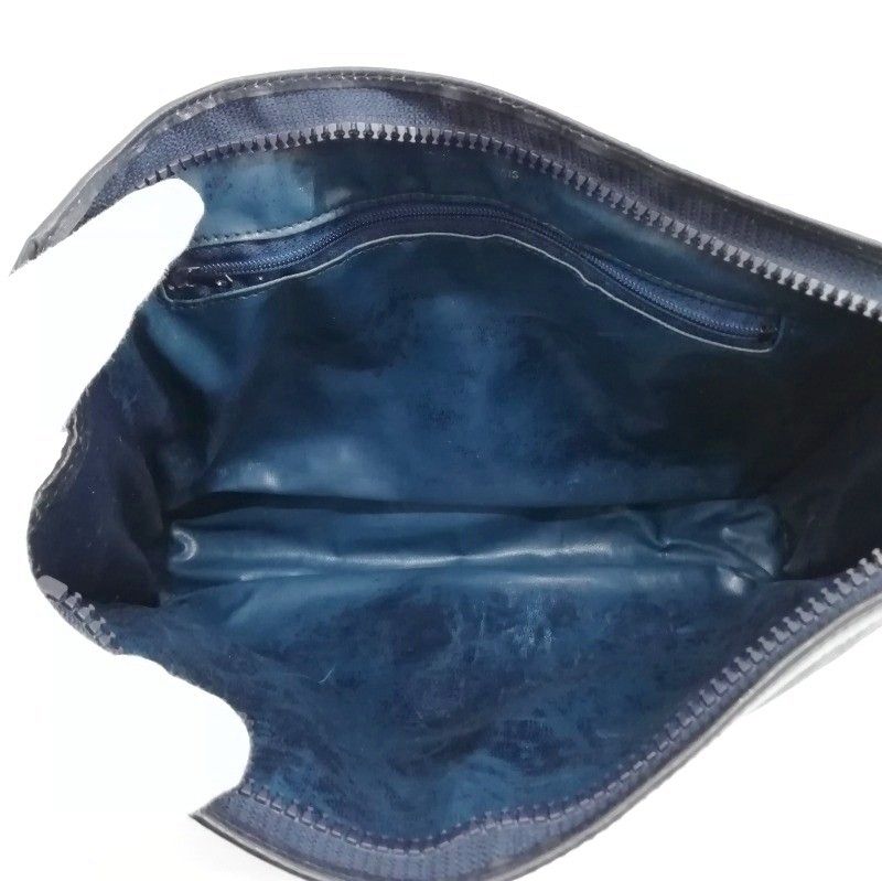 Celine Vintage Macadam Pattern Clutch Bag Second Bag PVC Navy