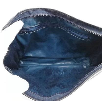 Celine Vintage Macadam Pattern Clutch Bag Second Bag PVC Navy
