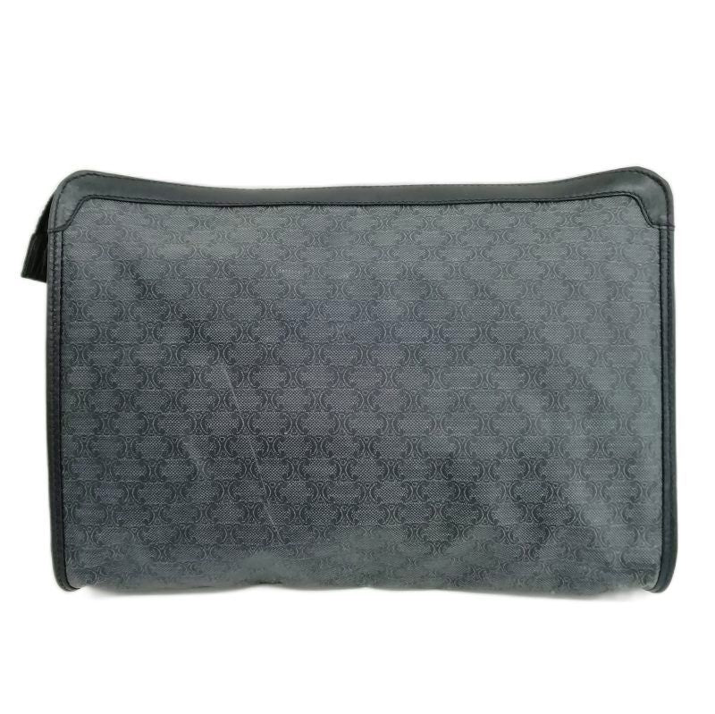 Celine Vintage Macadam Pattern Clutch Bag Second Bag PVC Navy