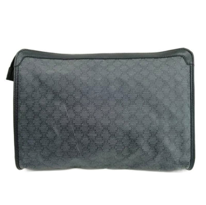 Celine Vintage Macadam Pattern Clutch Bag Second Bag PVC Navy