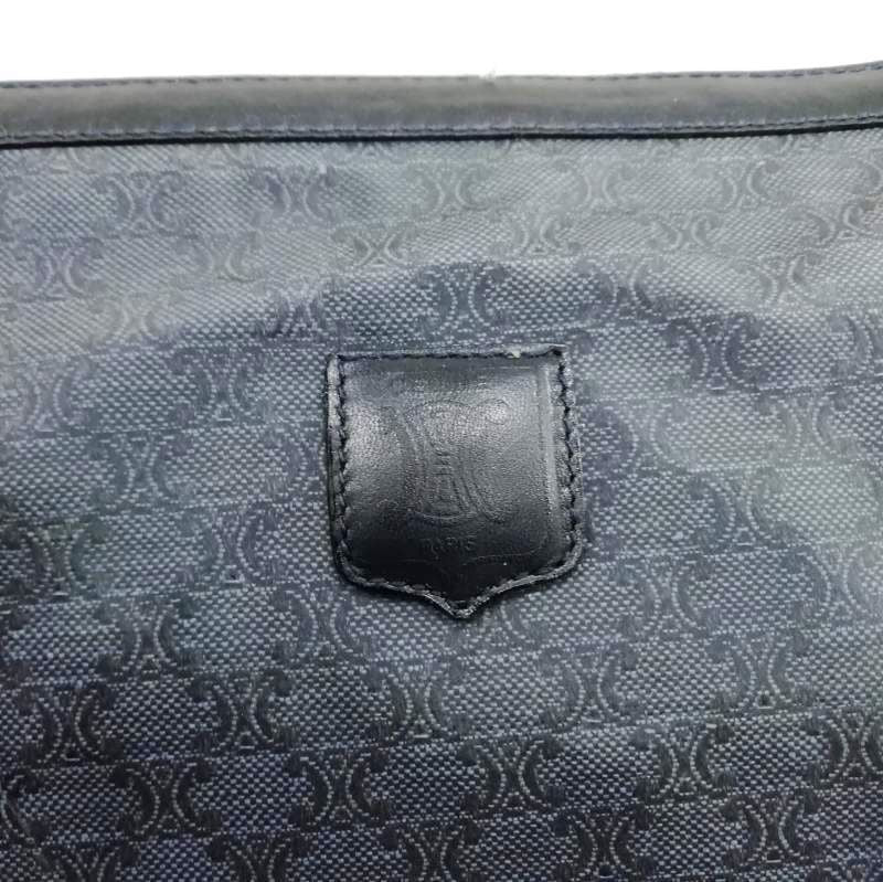 Celine Vintage Macadam Pattern Clutch Bag Second Bag PVC Navy