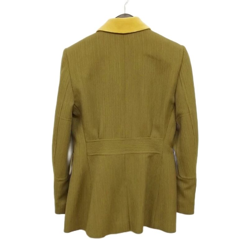 Hermes Vintage Jacket Tailored Bleather 40 Olive Yellow