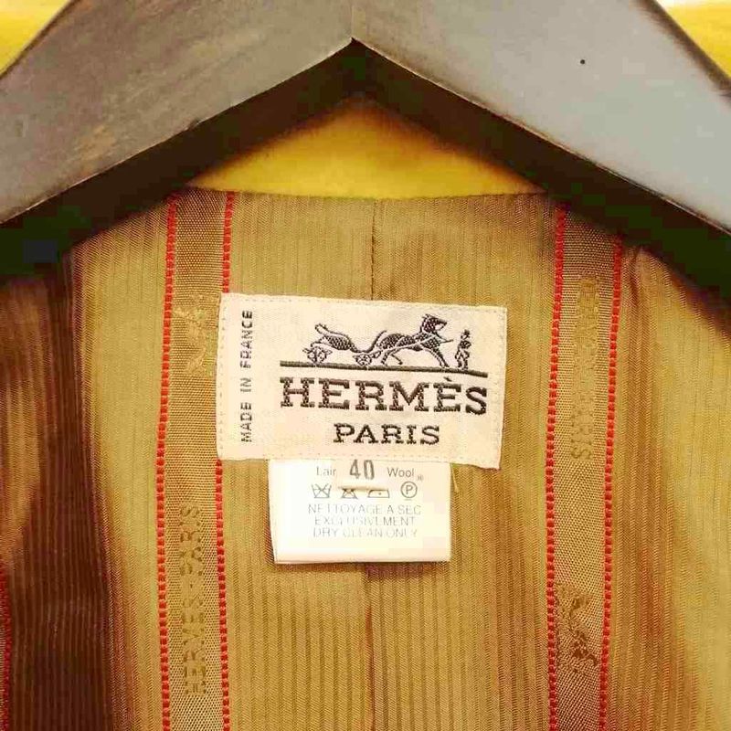 Hermes Vintage Jacket Tailored Bleather 40 Olive Yellow