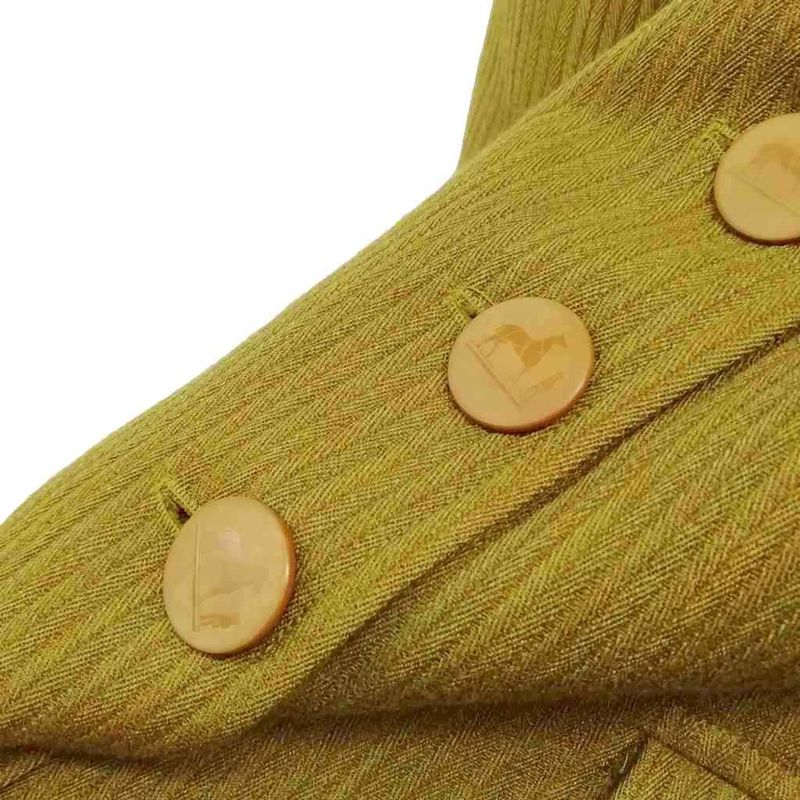 Hermes Vintage Jacket Tailored Bleather 40 Olive Yellow