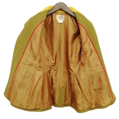 Hermes Vintage Jacket Tailored Bleather 40 Olive Yellow
