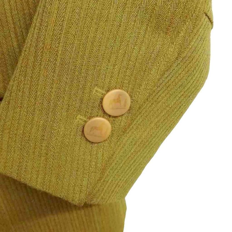 Hermes Vintage Jacket Tailored Bleather 40 Olive Yellow