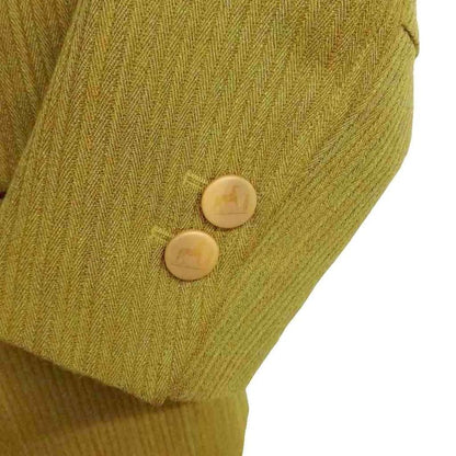 Hermes Vintage Jacket Tailored Bleather 40 Olive Yellow