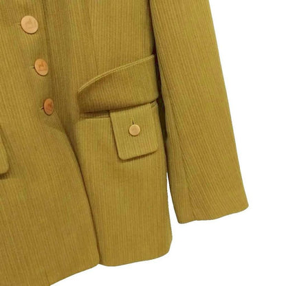 Hermes Vintage Jacket Tailored Bleather 40 Olive Yellow