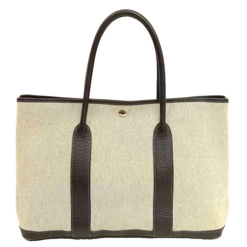 Hermes Garden Party PM □J Engraved Tote Bag Toile Ash