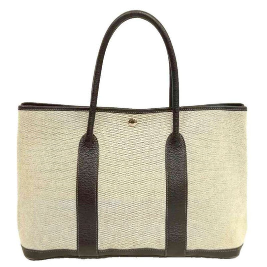 Hermes Garden Party PM □J Engraved Tote Bag Toile Ash