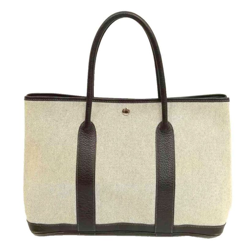 Hermes Garden Party PM □J Engraved Tote Bag Toile Ash