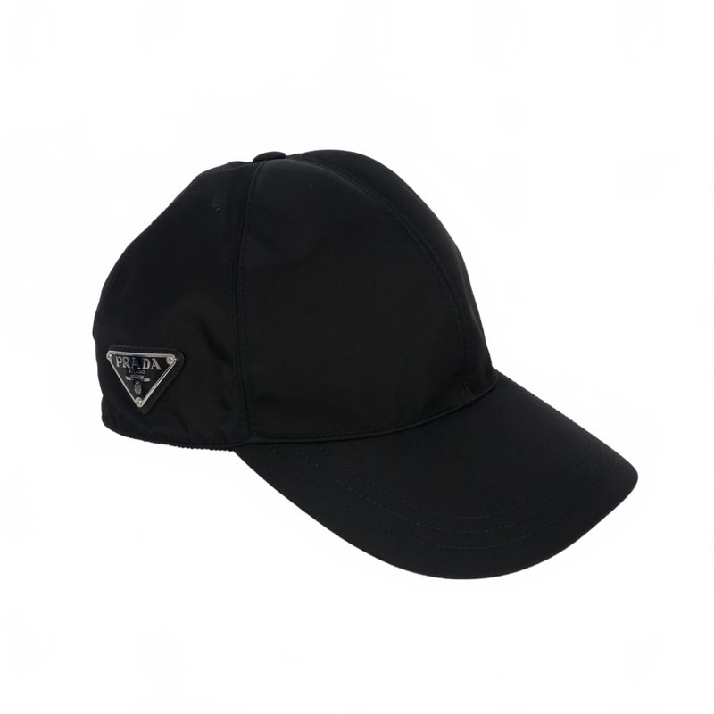 Prada Re-nylon Triangle Logo Triangle Plate Baseball Cap Hat M Black 1hc274