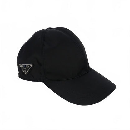 Prada Re-nylon Triangle Logo Triangle Plate Baseball Cap Hat M Black 1hc274